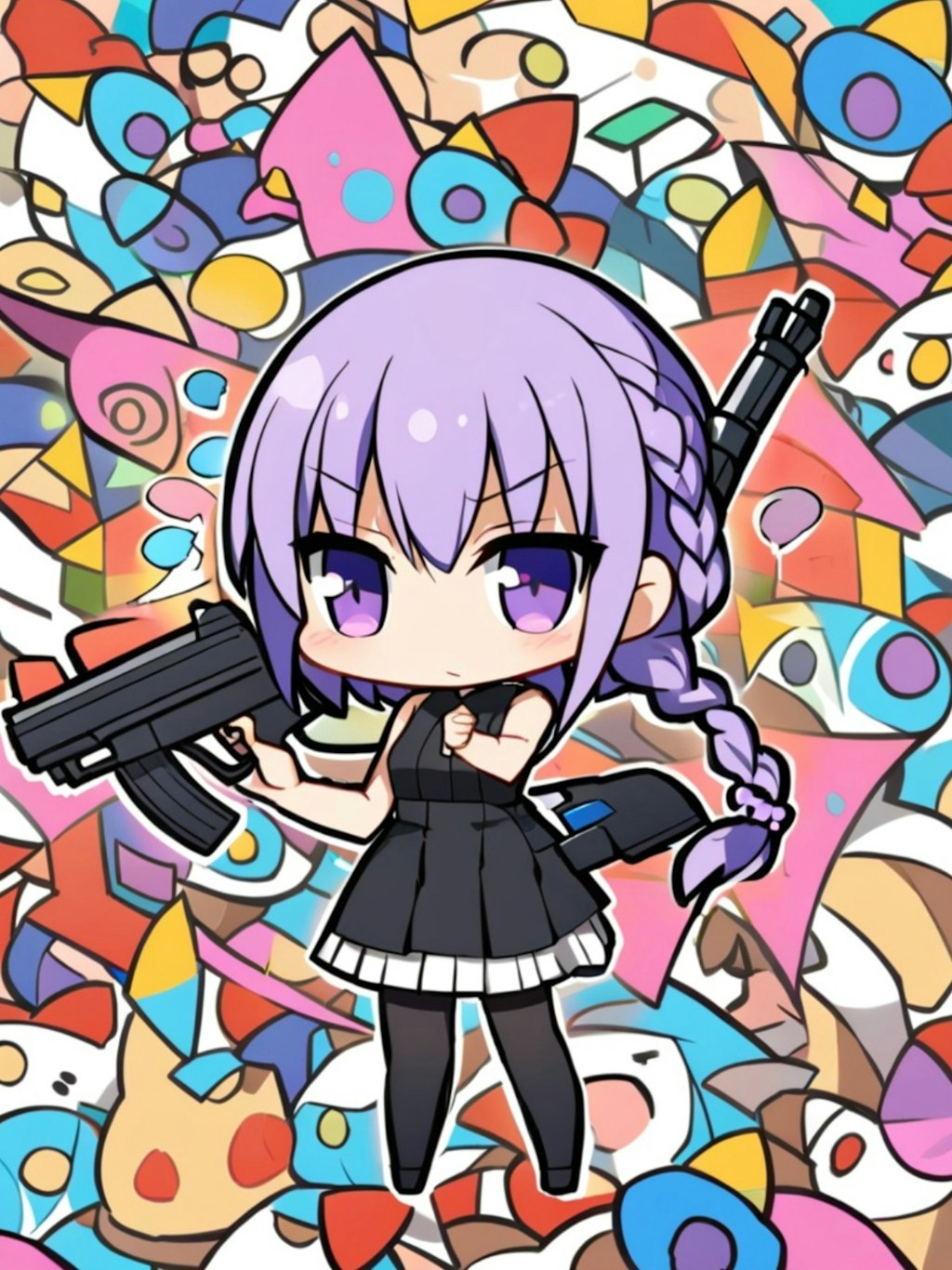 銃と紫髪ちゃん