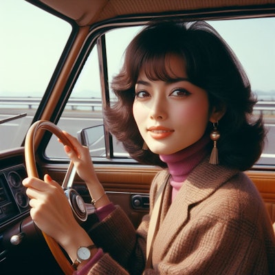 車を運転する女性　1980's