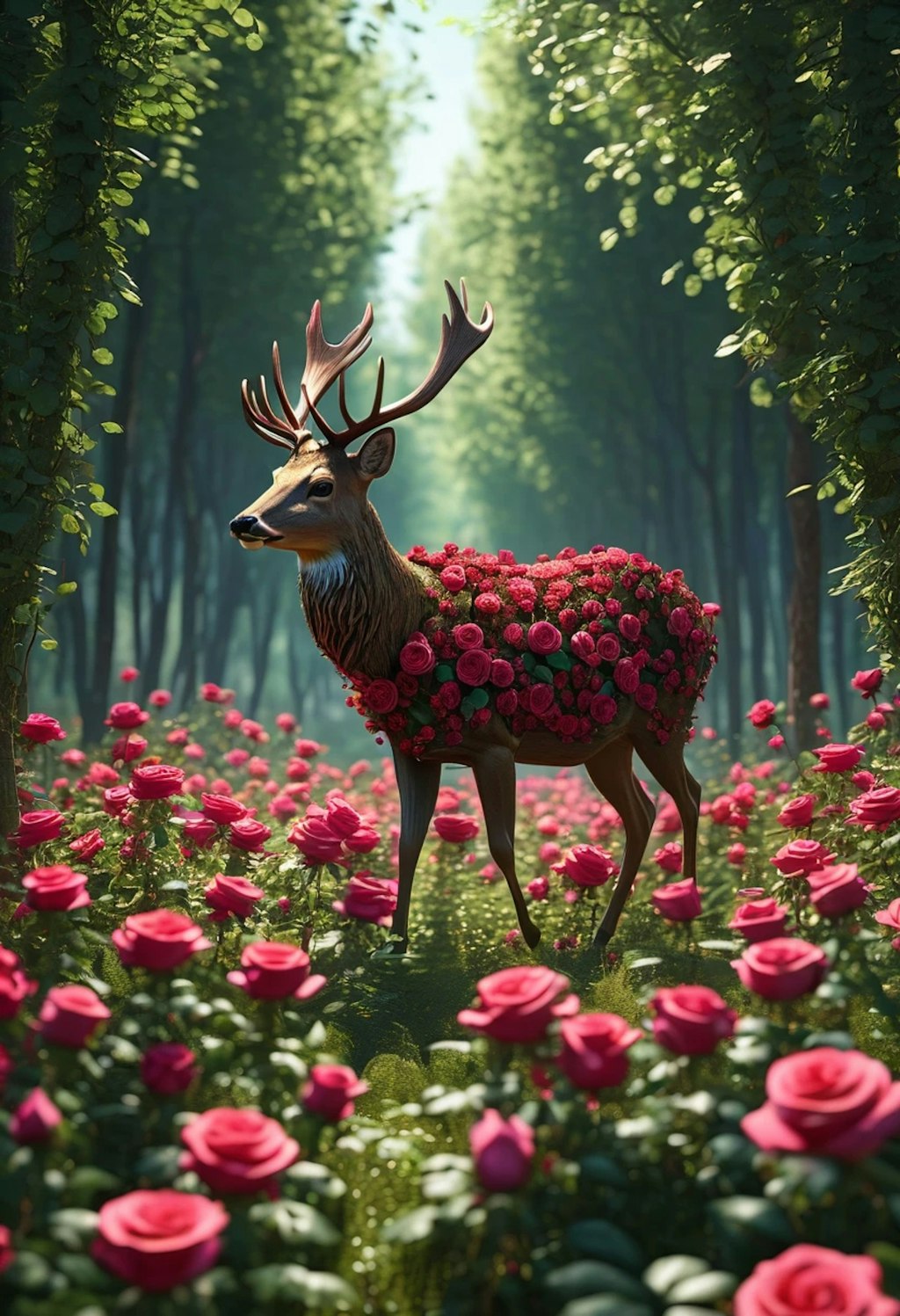 鹿と薔薇