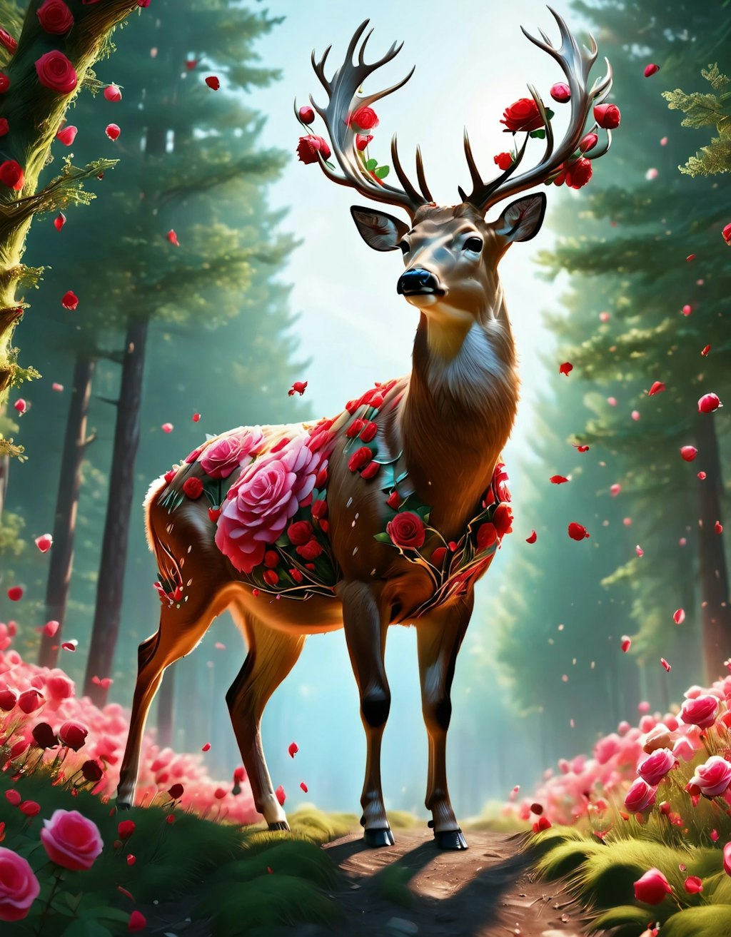 鹿と薔薇