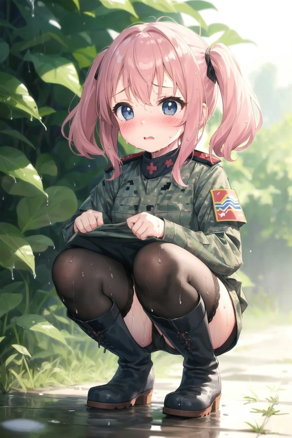 しゃがむ軍服幼女