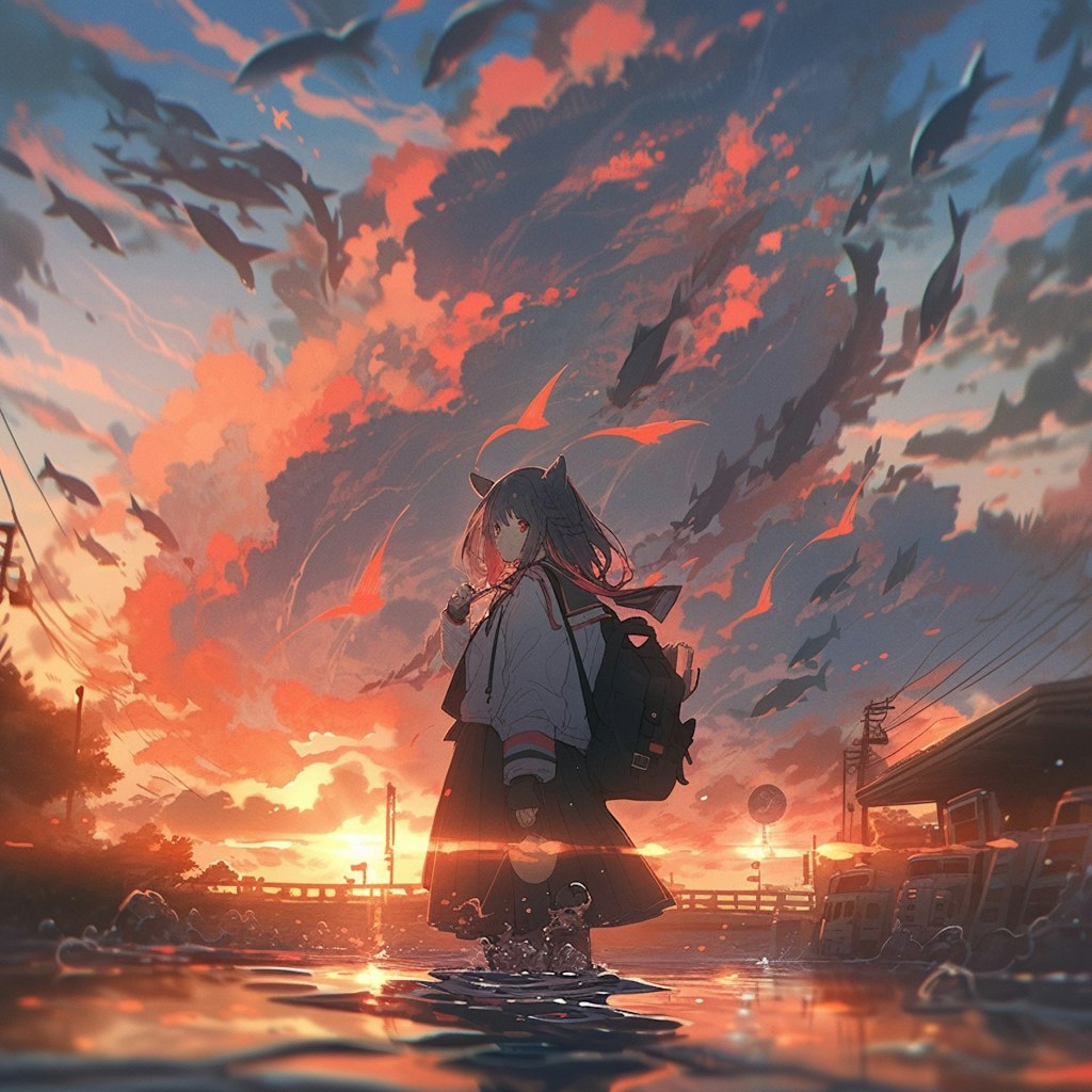 燃える夕焼け，Burning Sunset