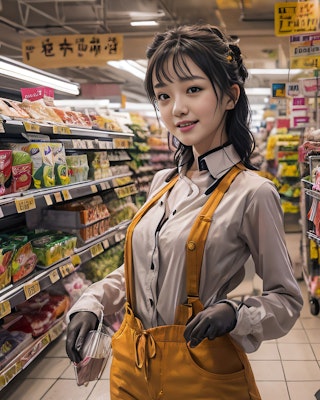 スーパーで買い物する女の子