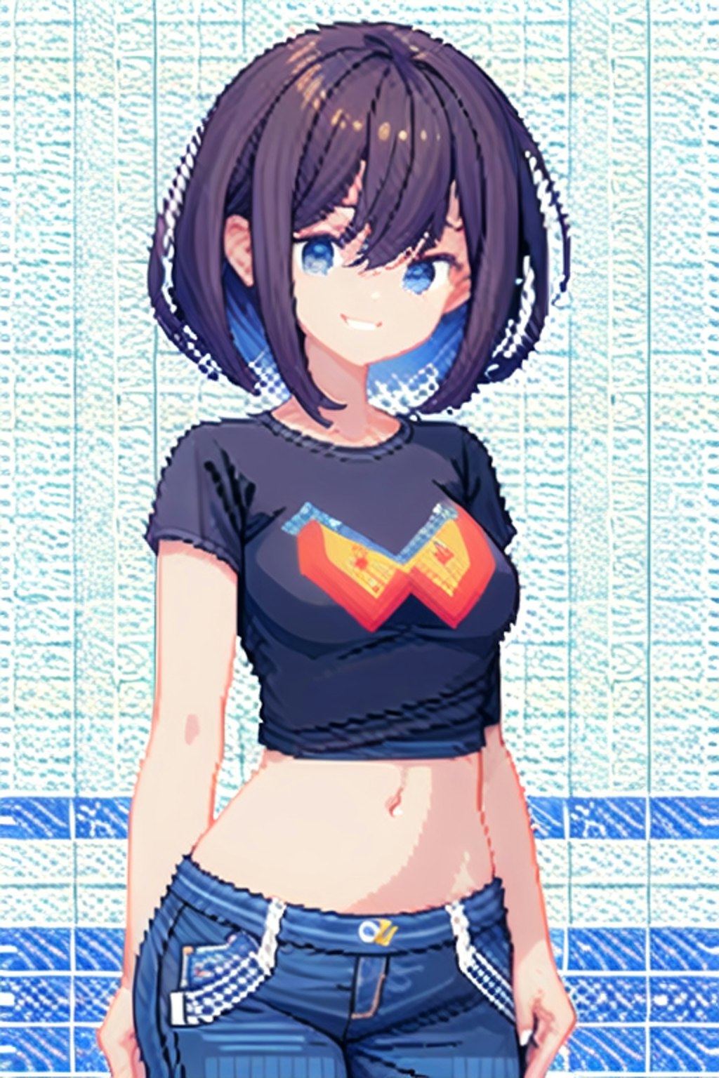 ドット絵へそ出しTシャツ