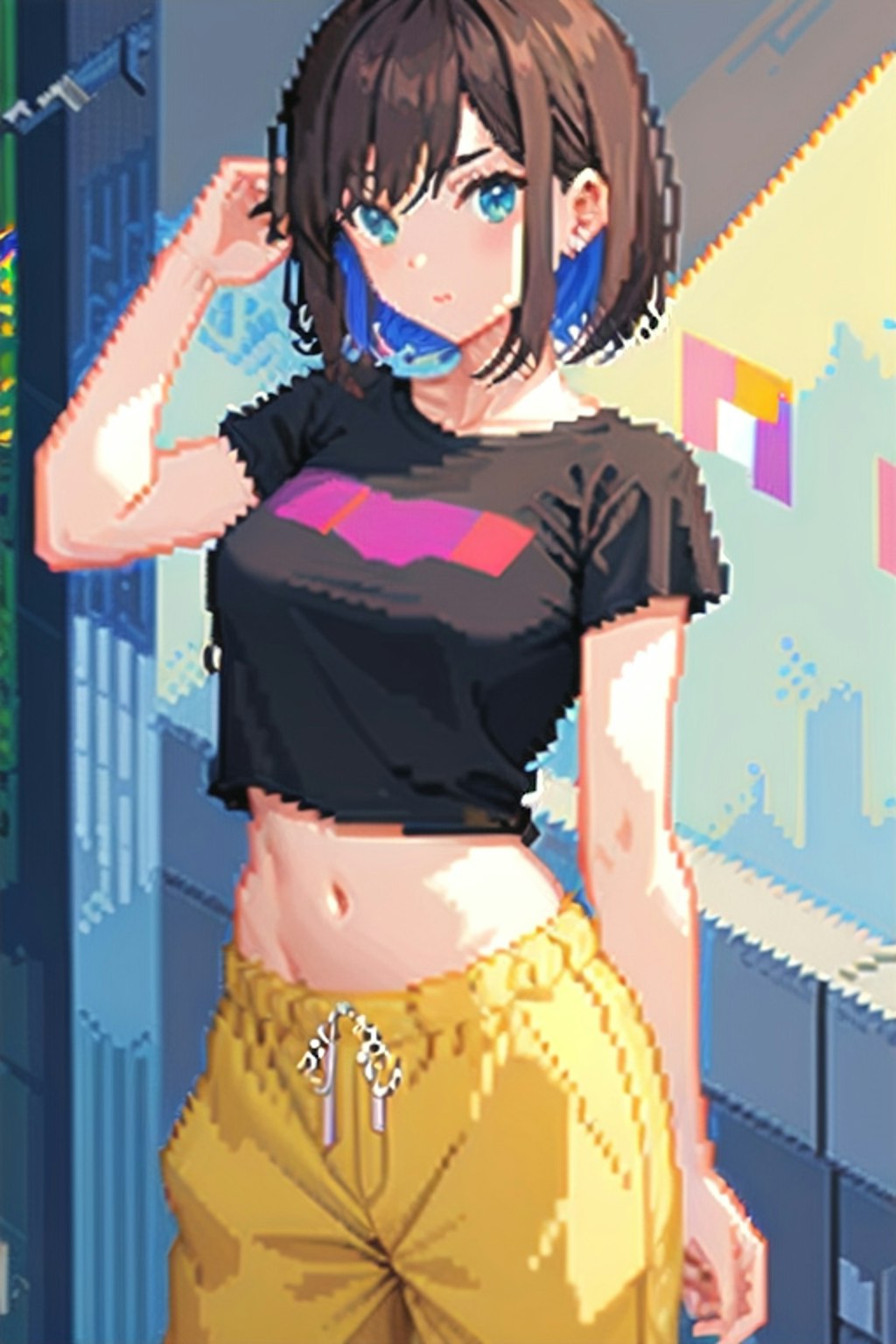 ドット絵へそ出しTシャツ