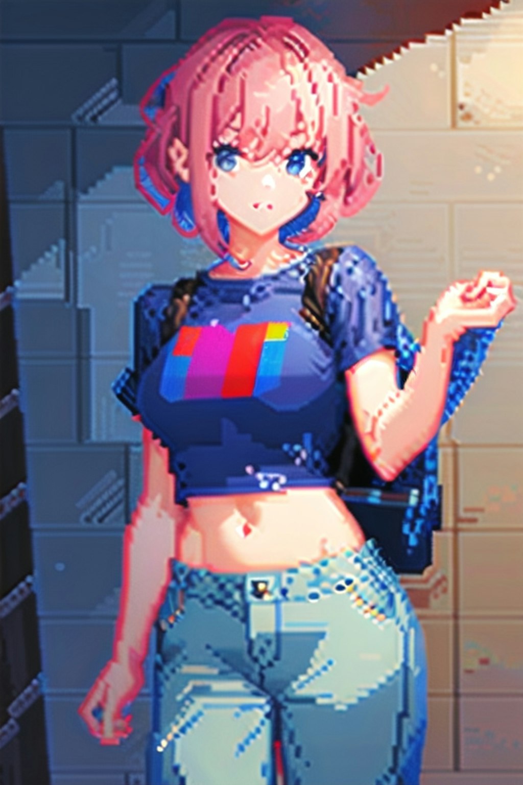 ドット絵へそ出しTシャツ