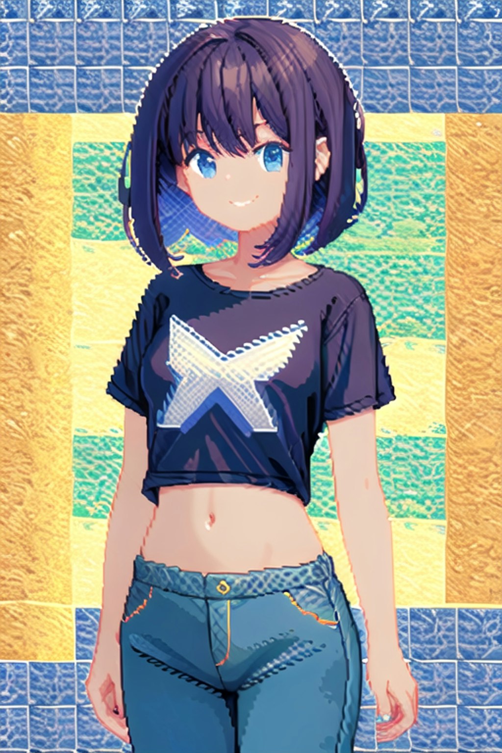 ドット絵へそ出しTシャツ