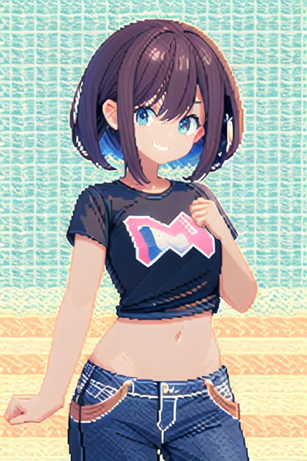 ドット絵へそ出しTシャツ