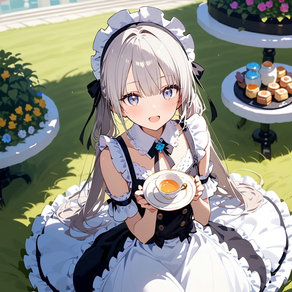 庭のアフタヌーンティー