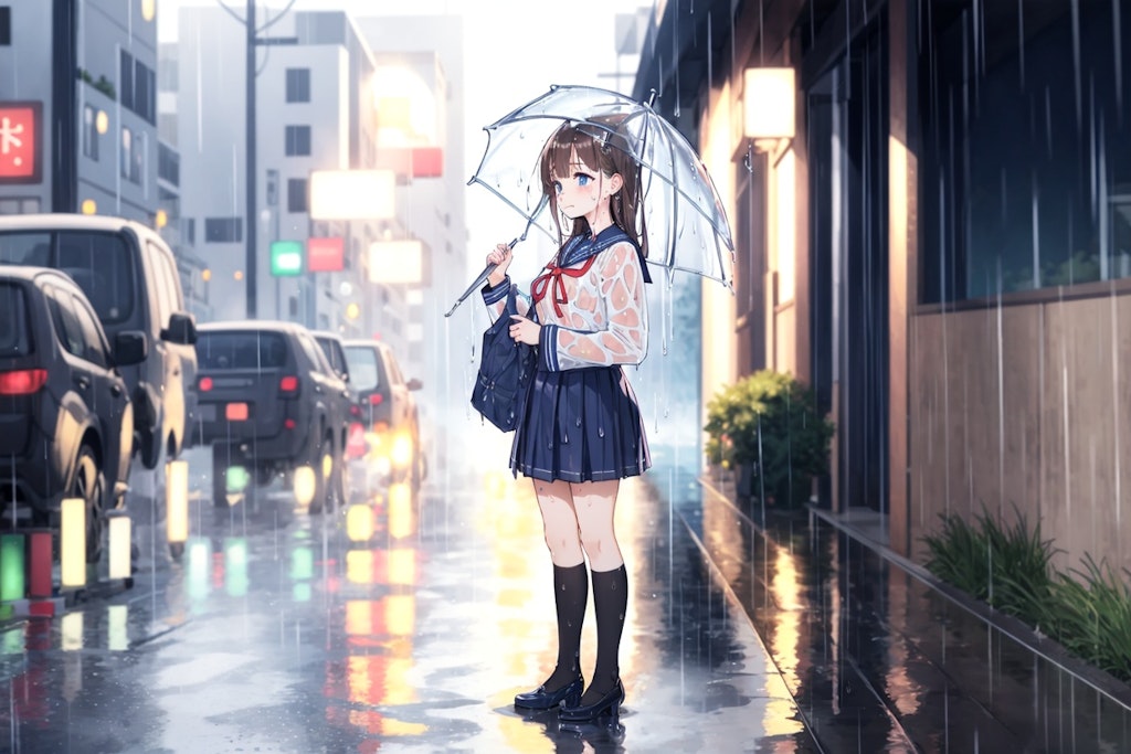 突然の雨で傘間に合わなかった😢