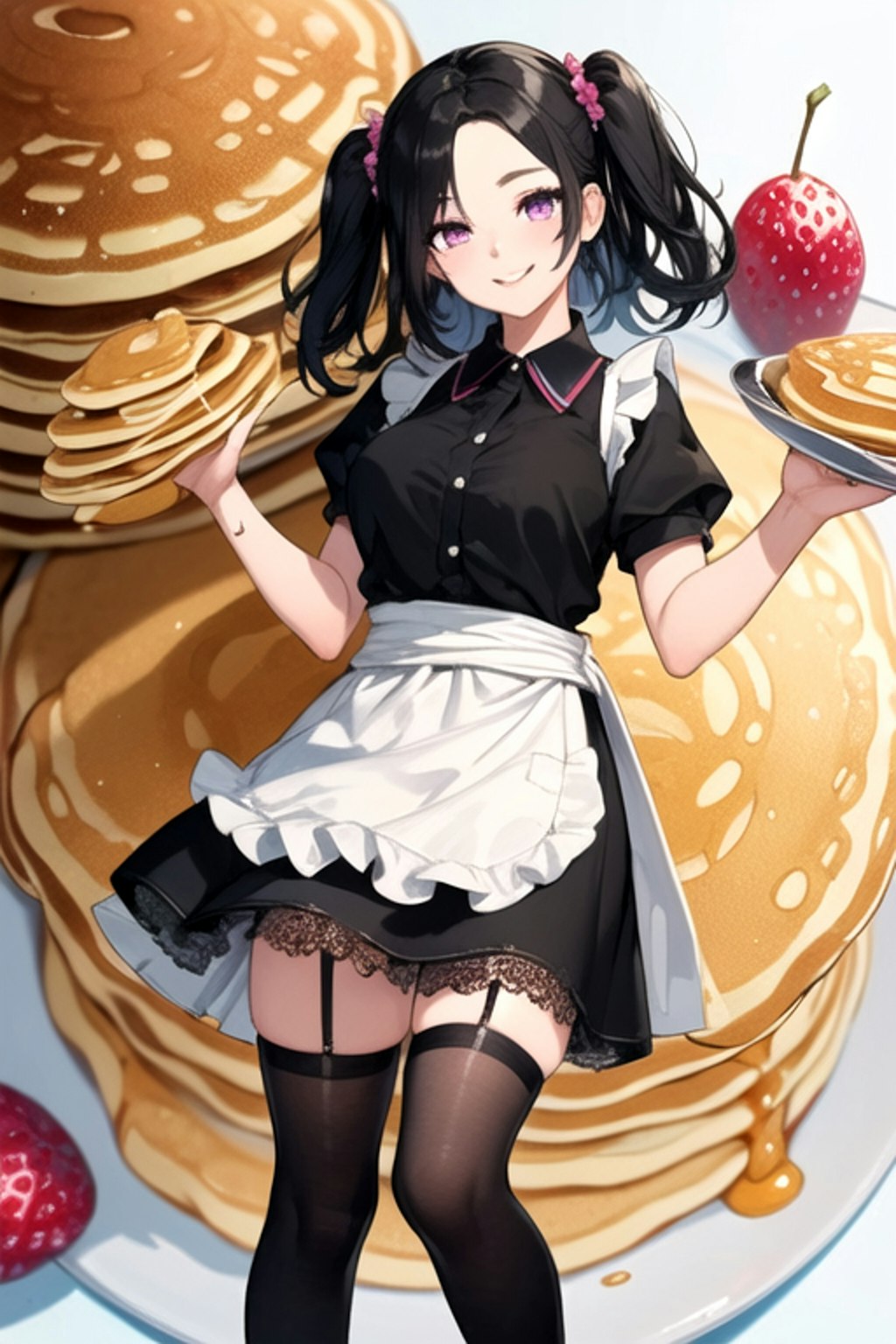 黒髪ツインテール少女とパンケーキ♥（12枚）