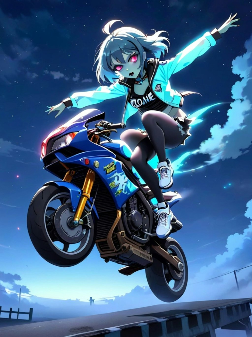 バイクとゾンビ娘ちゃん