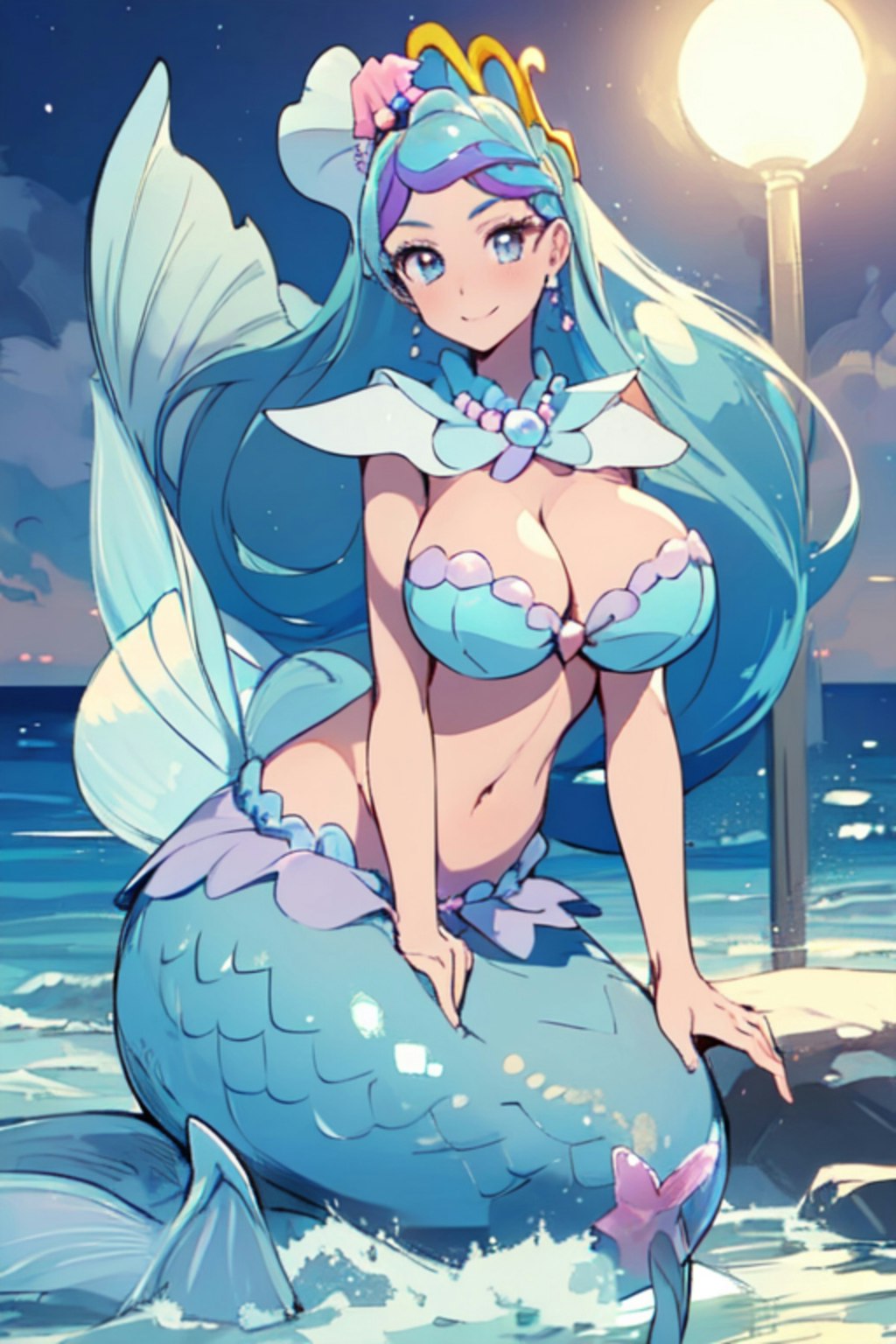 夜のセクシーマーメイド