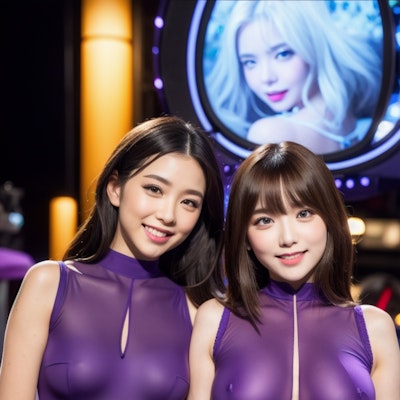 紫水着の美女アイドルグループ