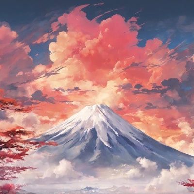 桜火山景