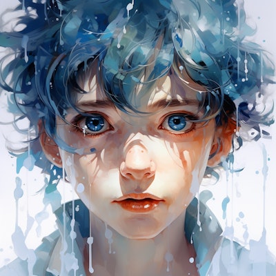 青い瞳の少年