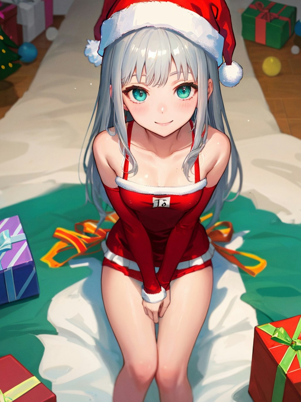 サンタ水着でクリスマス準備です。