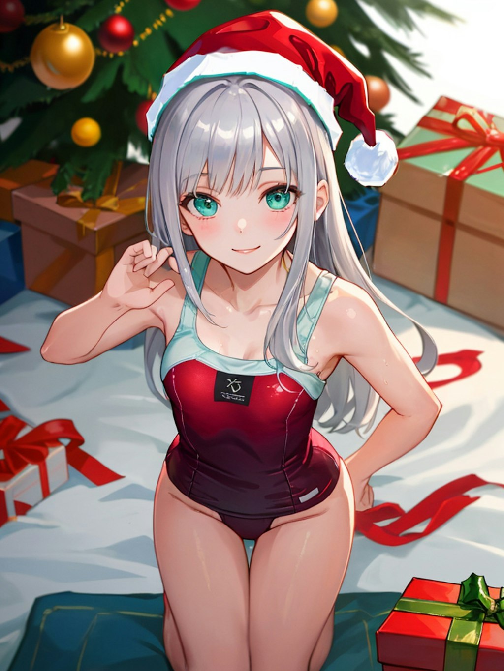 サンタ水着でクリスマス準備です。