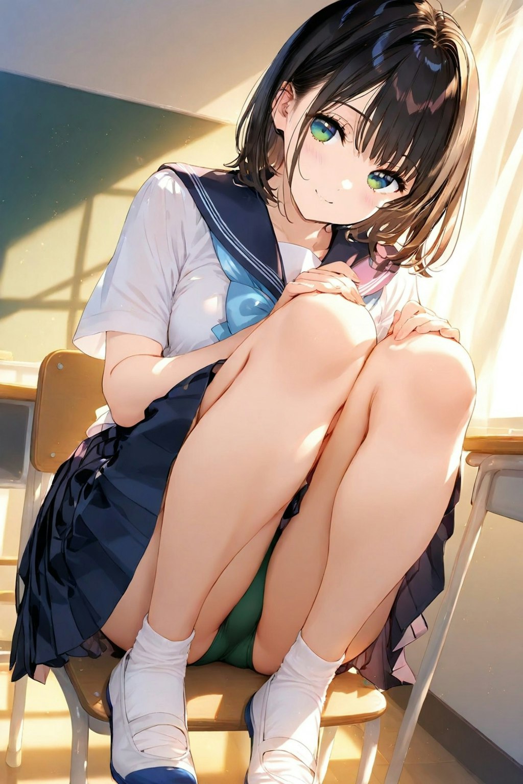 セーラー服＋ブルマ座りチラ