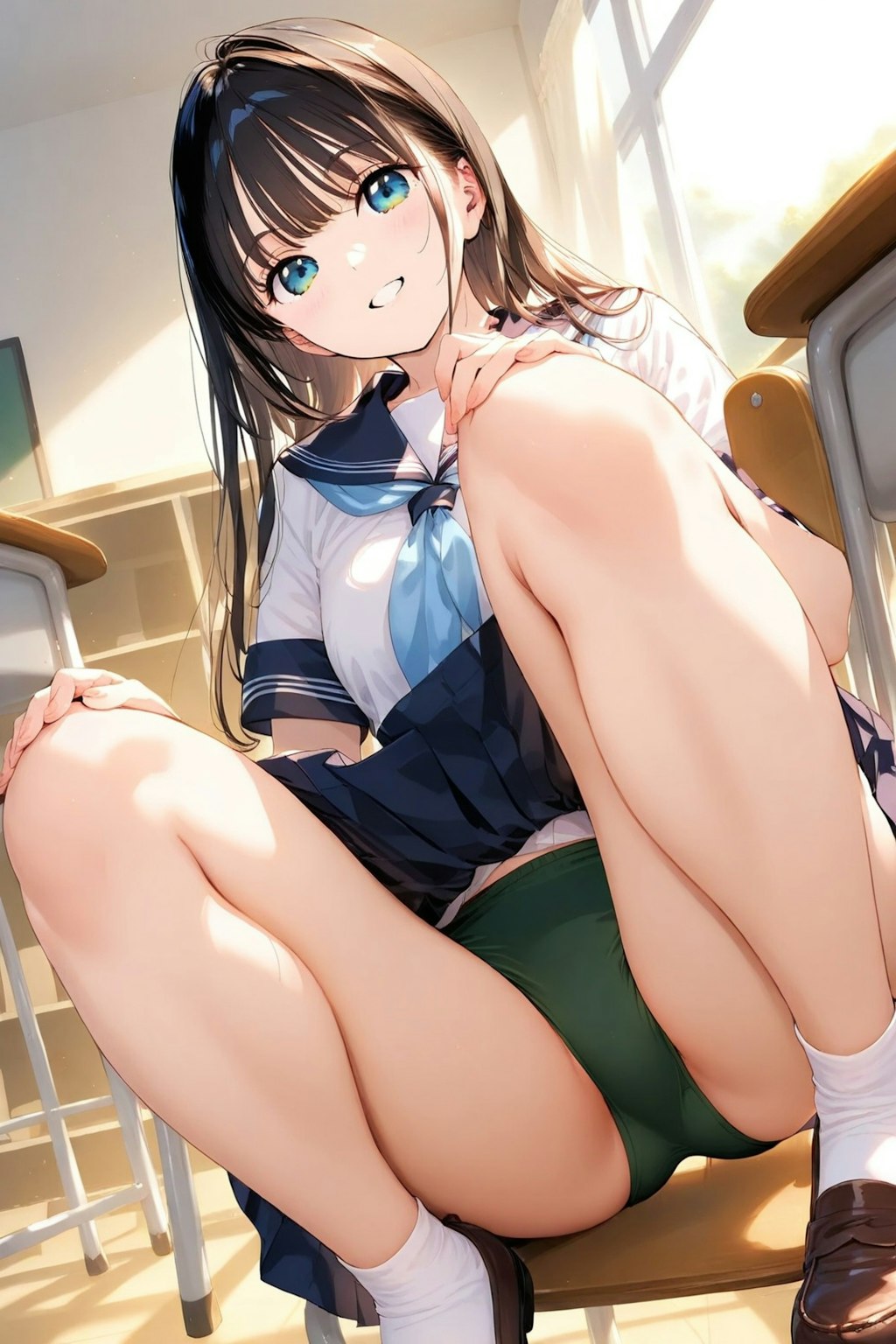 セーラー服＋ブルマ座りチラ