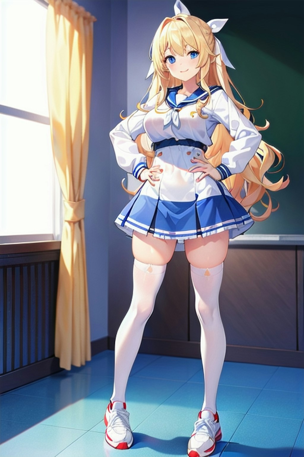 金髪少女の学校のセーラー服