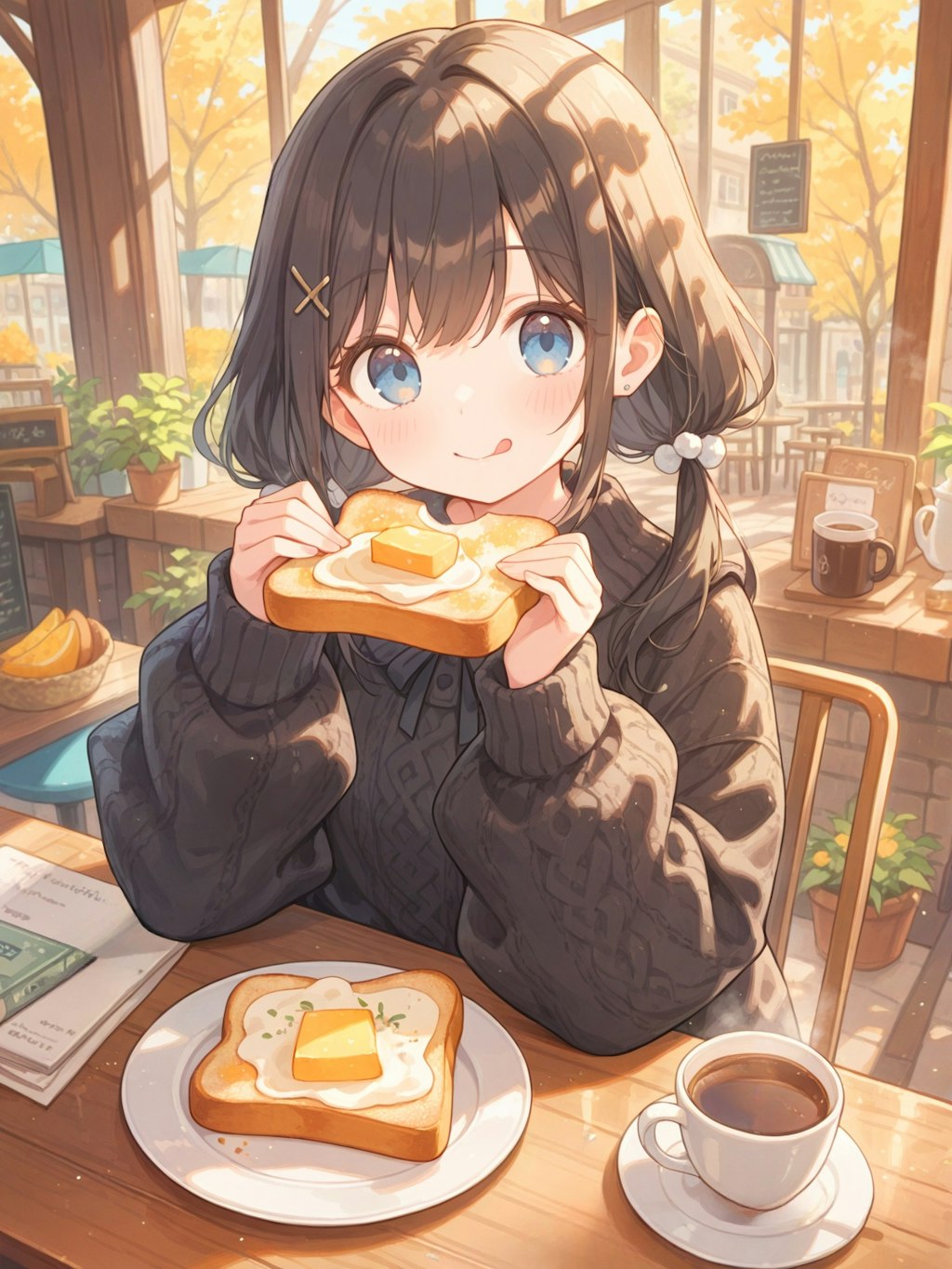 モーニングのトーストとコーヒー