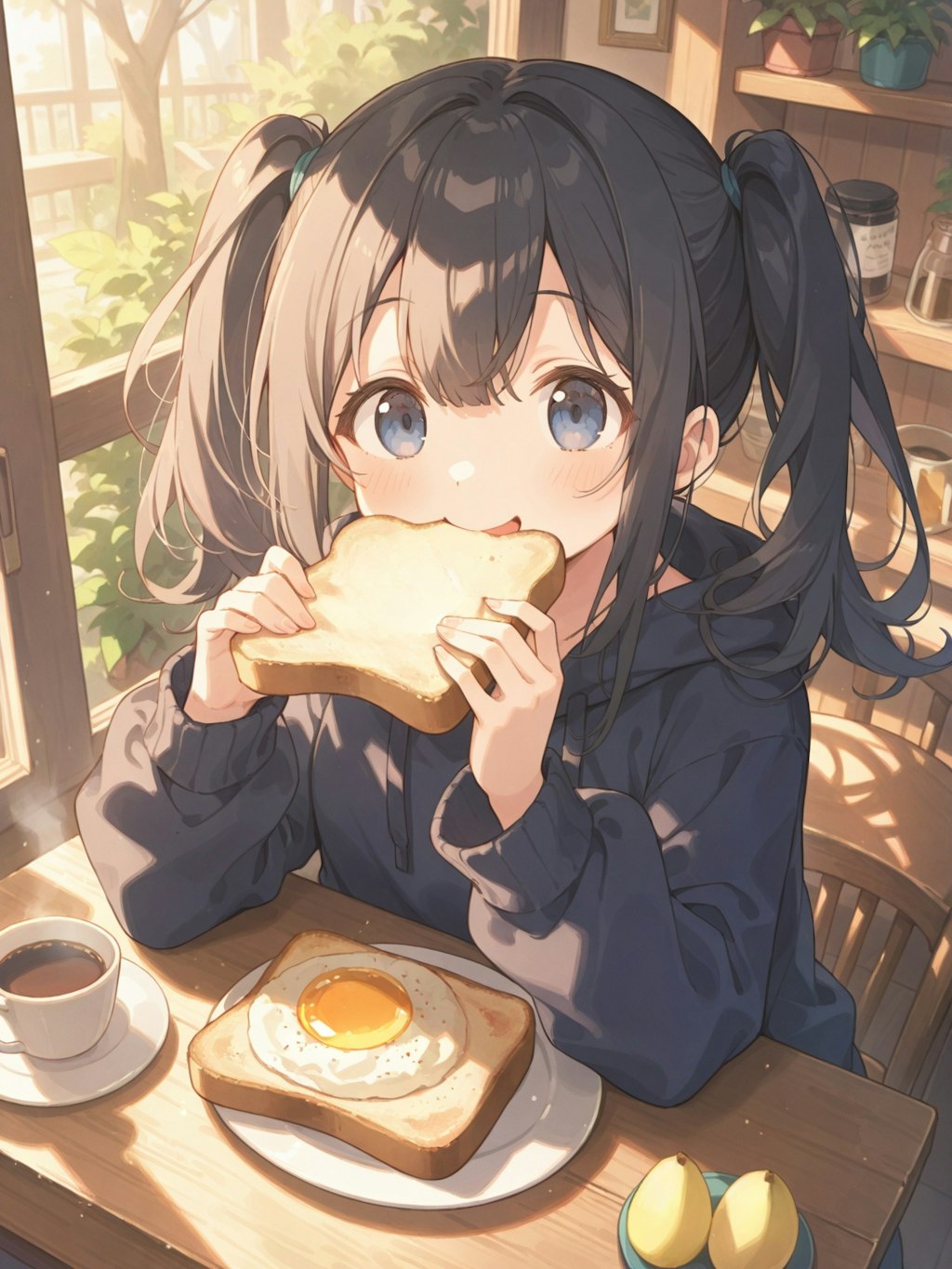 モーニングのトーストとコーヒー