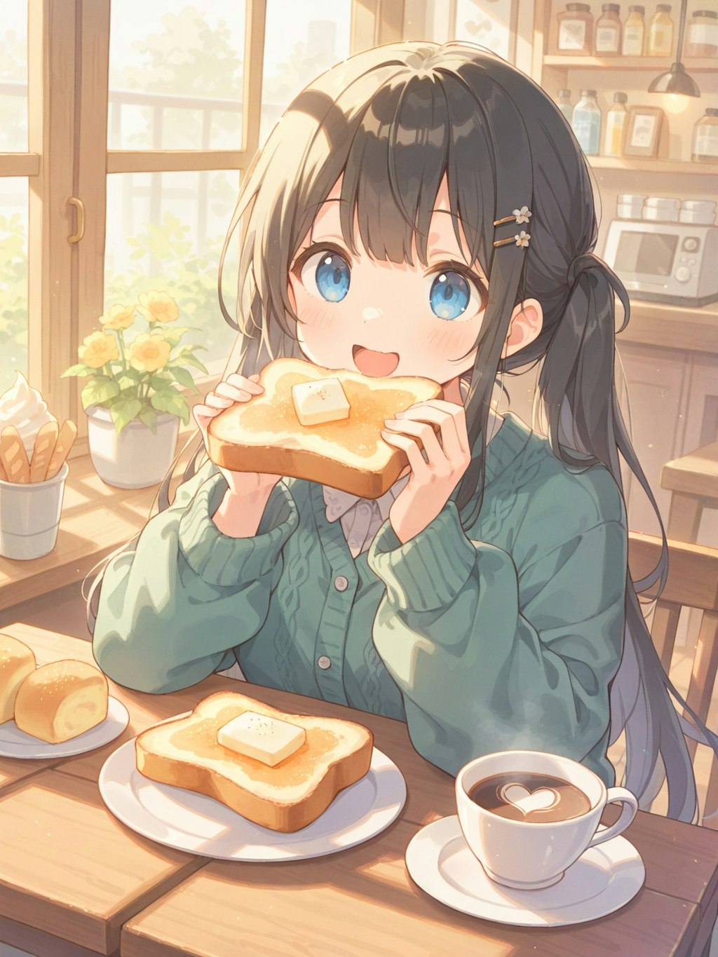 モーニングのトーストとコーヒー