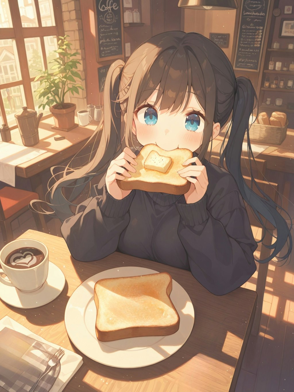 モーニングのトーストとコーヒー