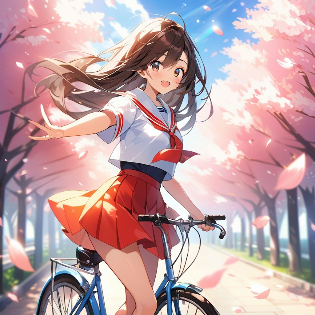 セーラー服の少女と自転車８