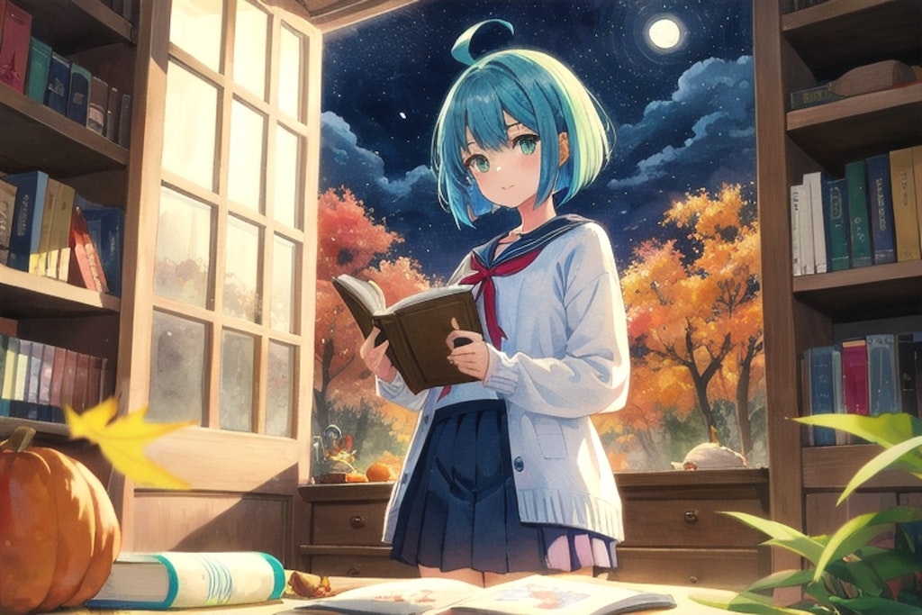 月あかりで読書