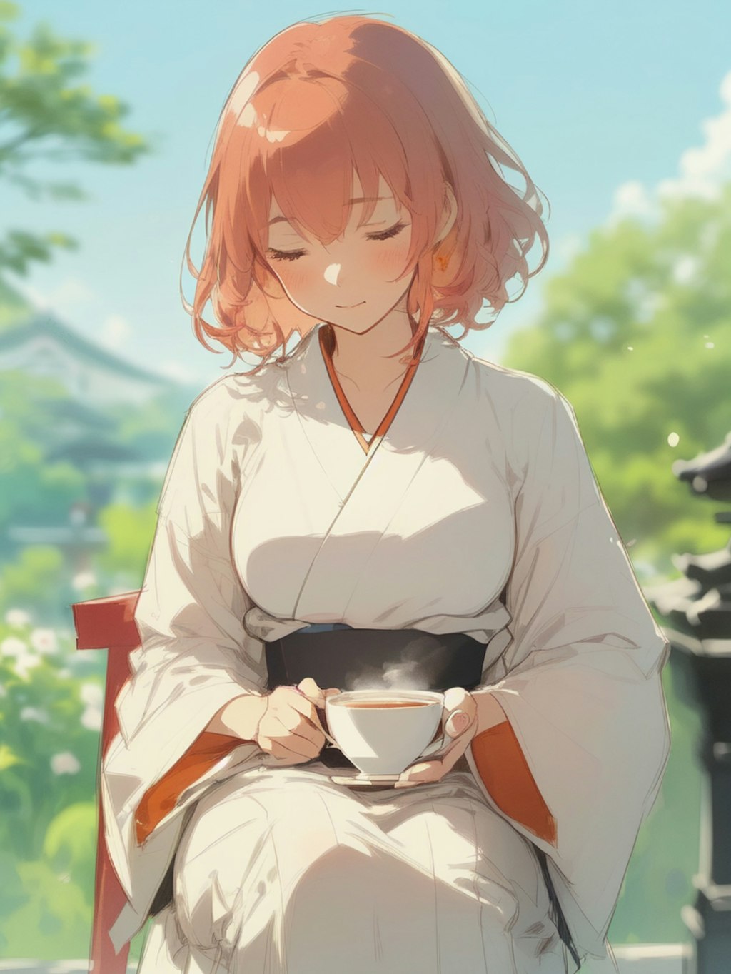 Shrine maiden during a break 3