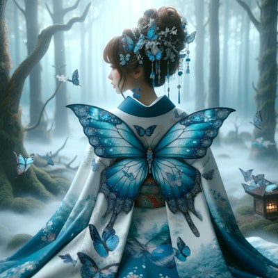 Blue Butterfly Dreams in Silk