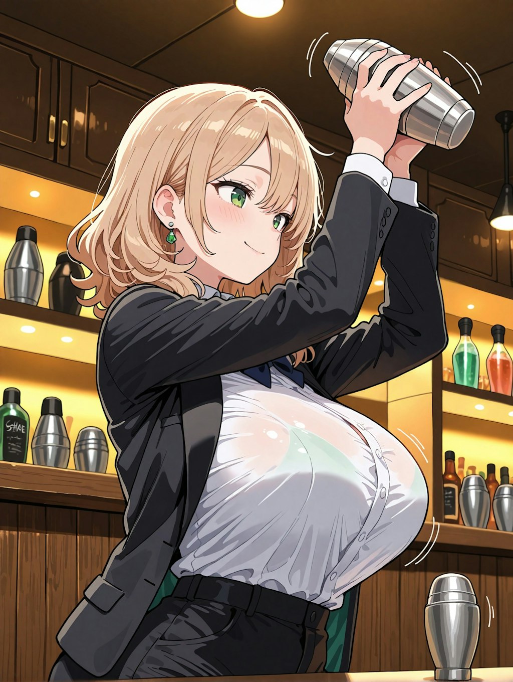 カクテルを作る柚月さん