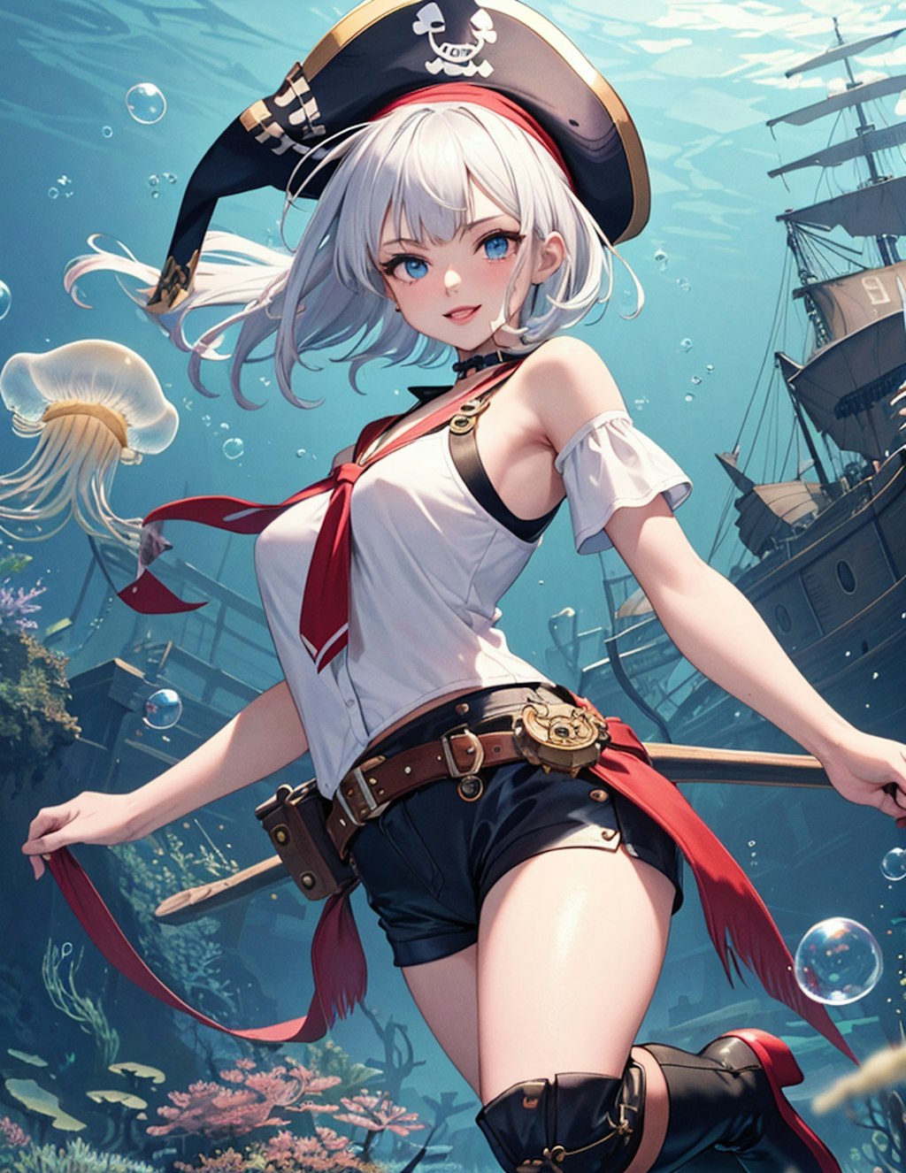 沈没船と海賊の船長 【プロンプト公開中】