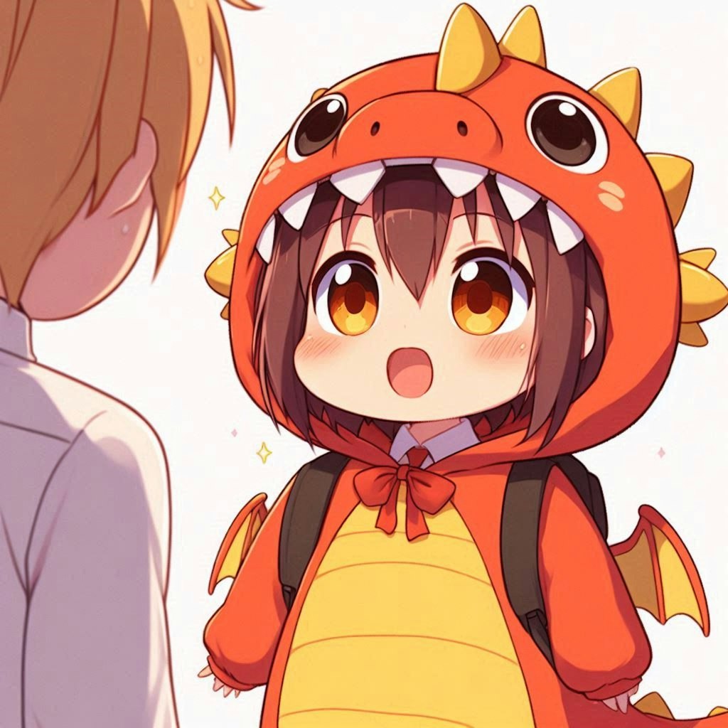 楽しそうなドラゴン着包みちびちゃん