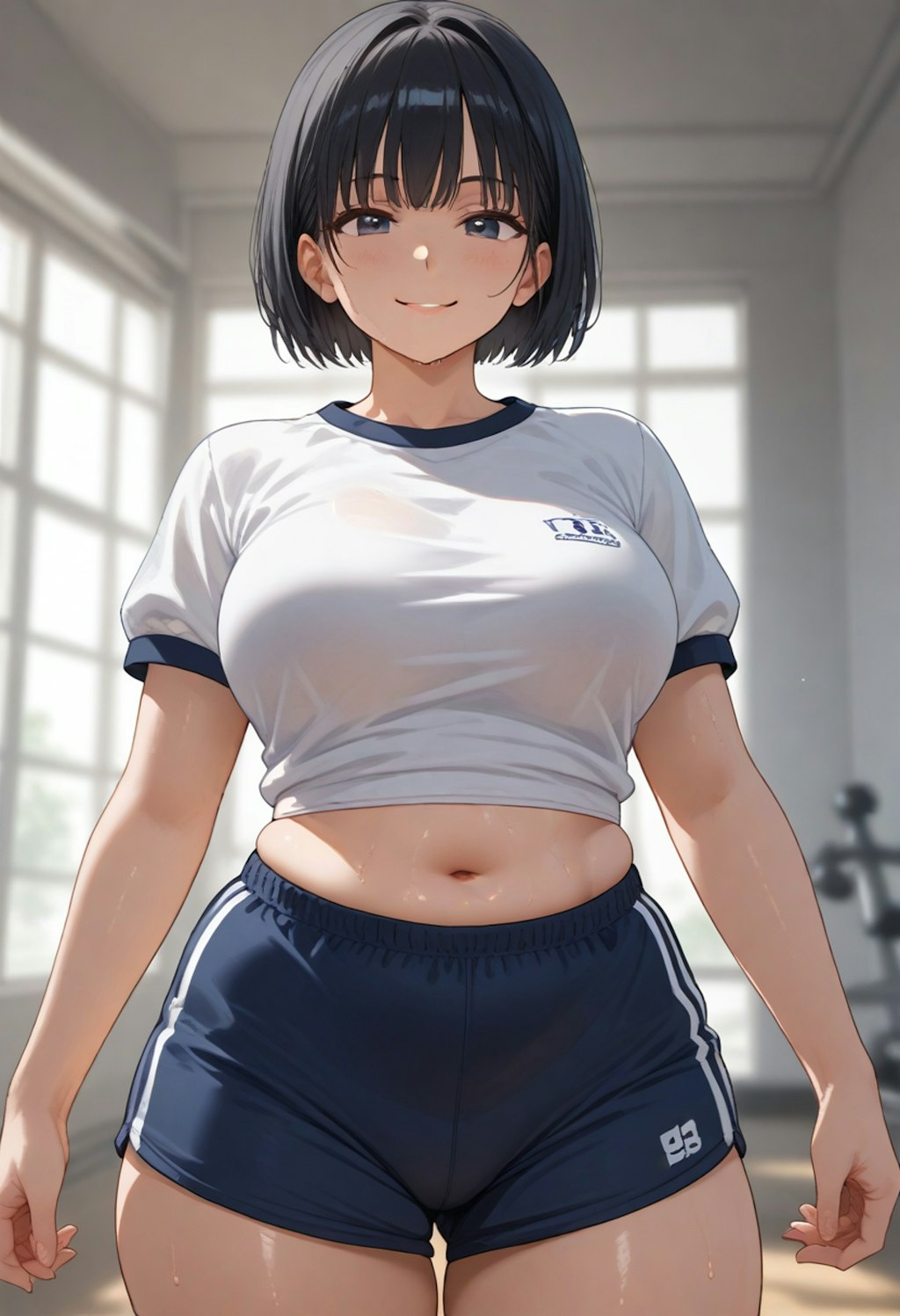 ぽっちゃり ブルマ 濡れ体操服 巨乳 