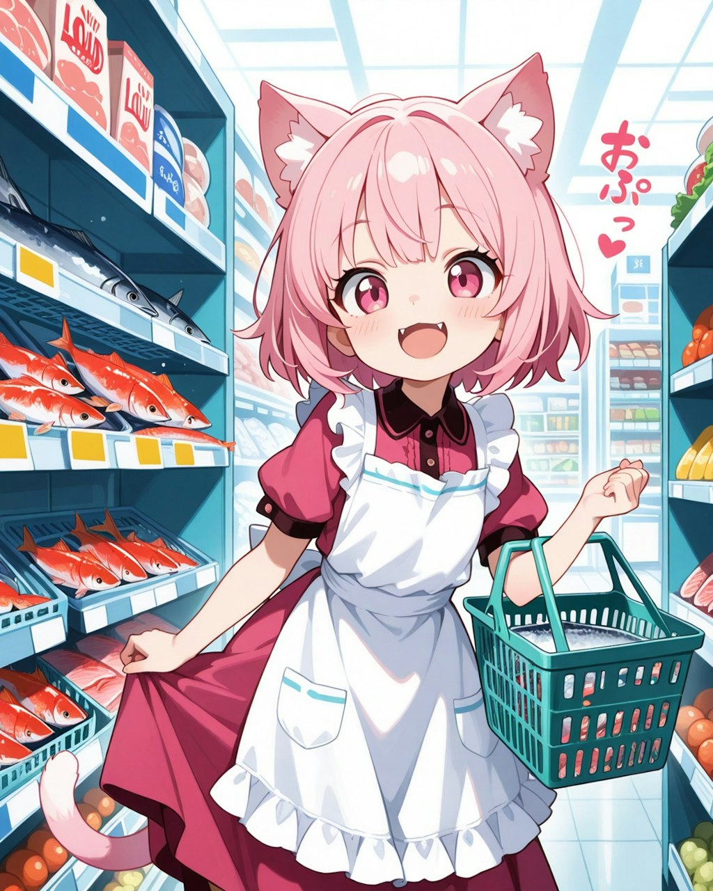 スーパーちちぷいでお買い物をするねこ主婦。