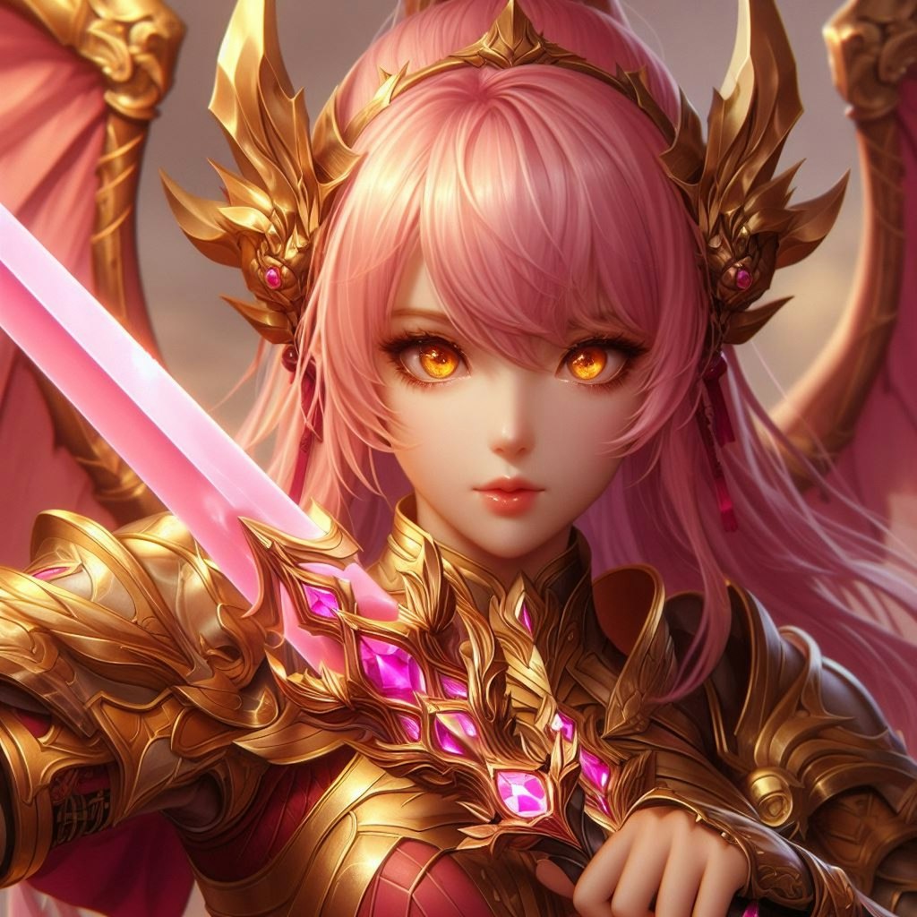 龍に愛された女騎士　外伝　ピンク髪の黄金の鎧を着た女騎士　ポーズ集