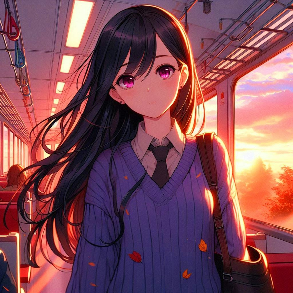 列車の旅に出た、うちの子と夕焼け空＊その2(9枚)