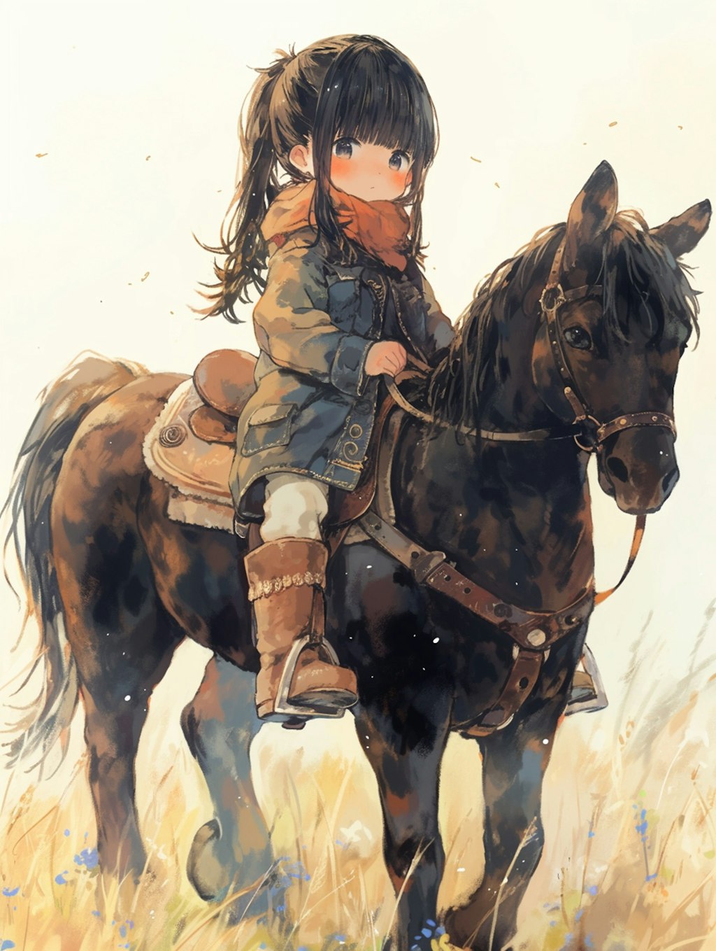 馬と少女。