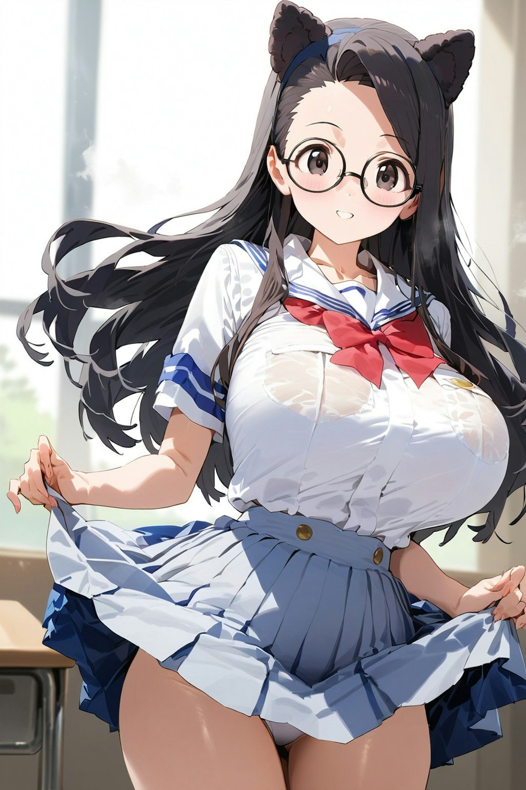 パンチラとセーラー服と眼鏡と女子高校生と