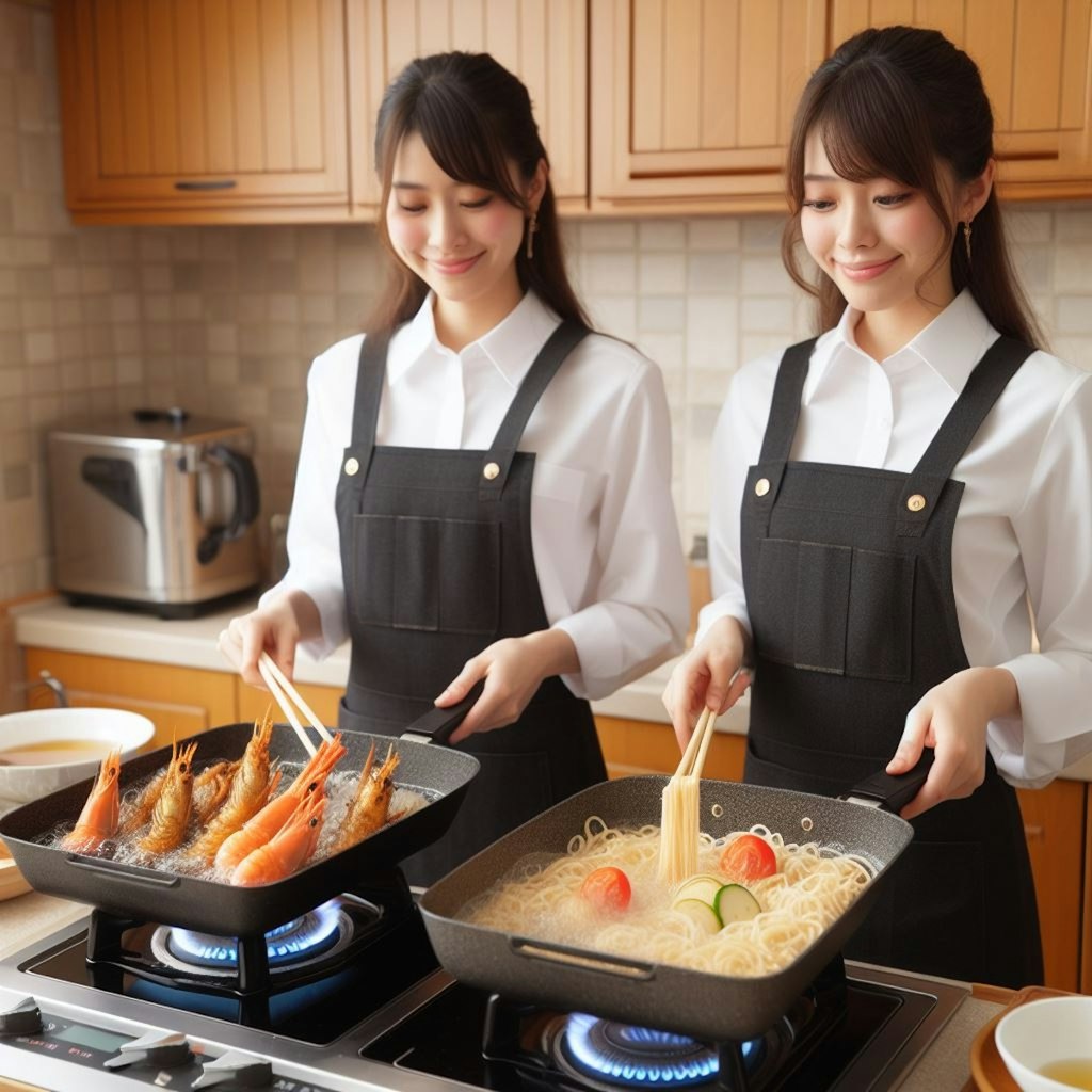 海鮮も麺も揚げるんだ