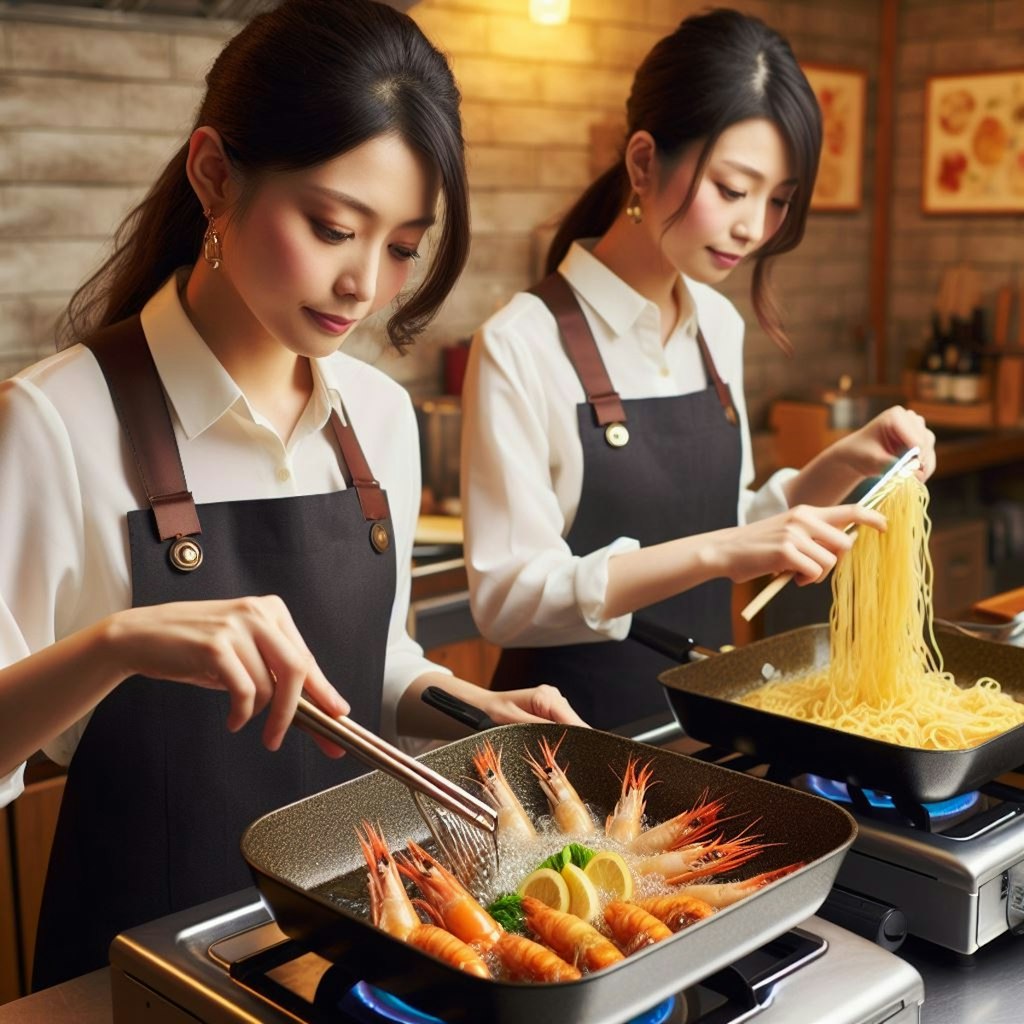 海鮮も麺も揚げるんだ