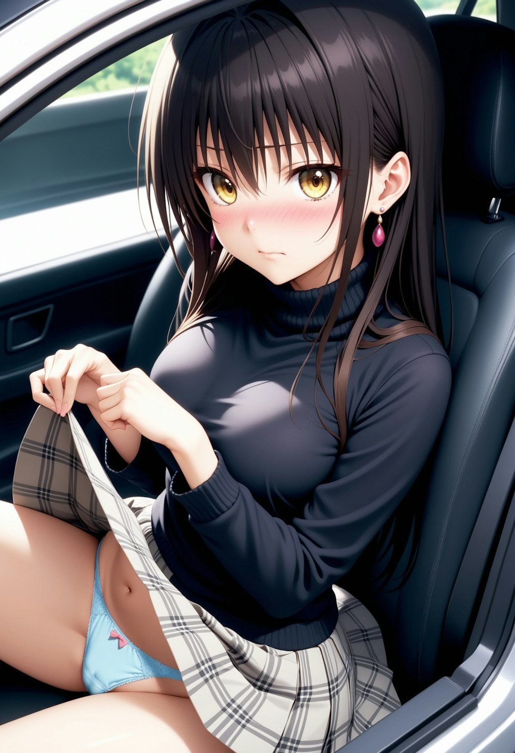 車の中で戸惑う表情の少女