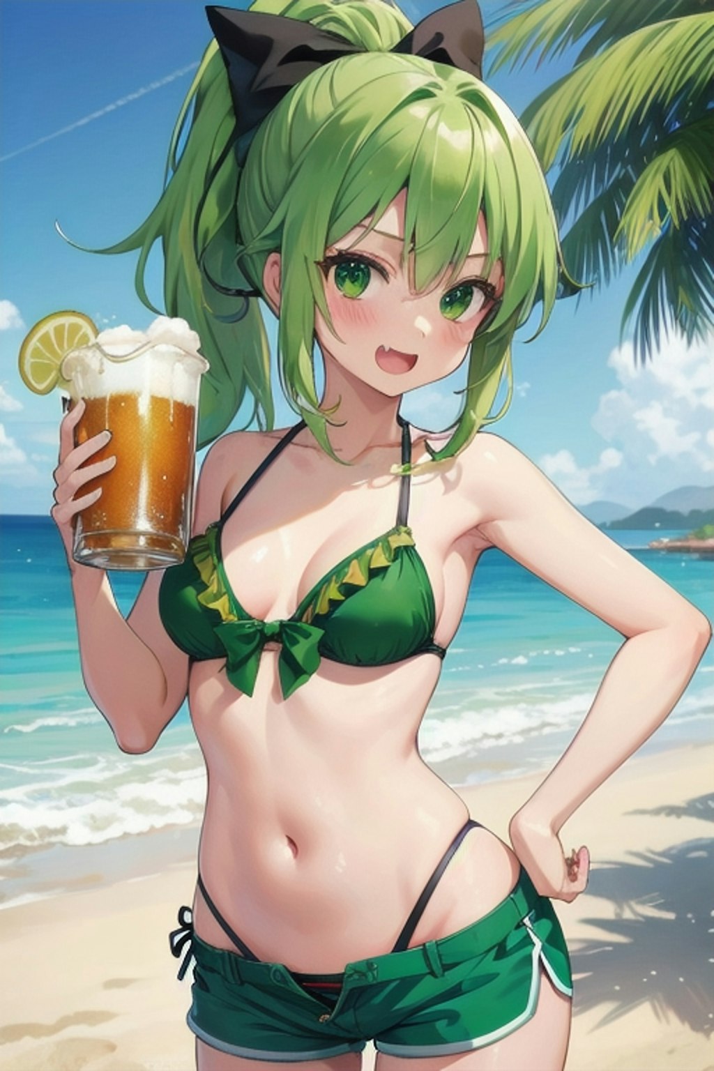 海と水着とビール