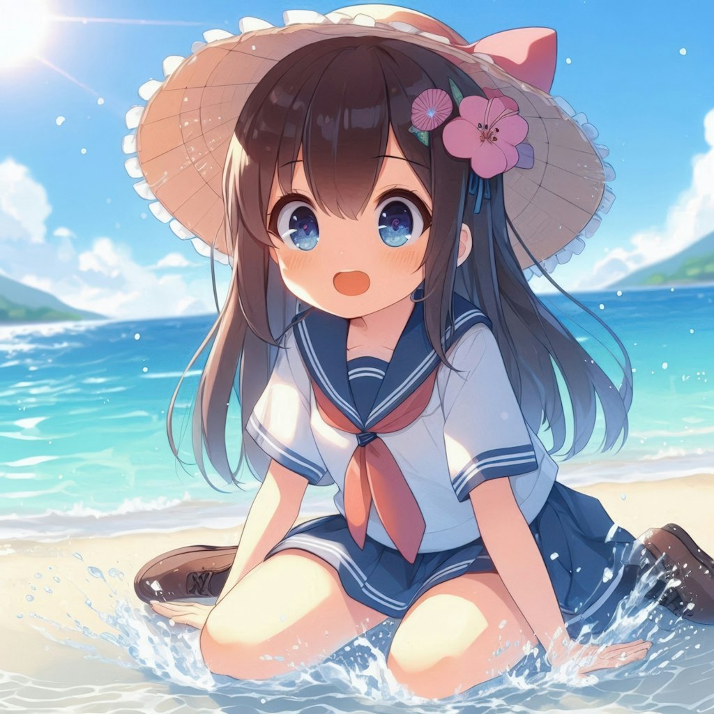 海で遊ぶ女の子