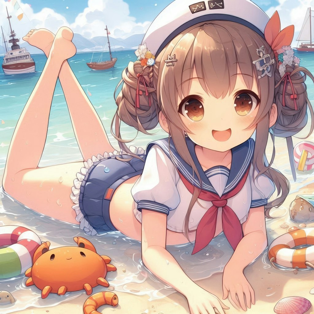 海で遊ぶ女の子