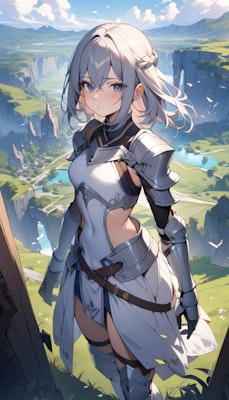ファンタジー風景の少女騎士