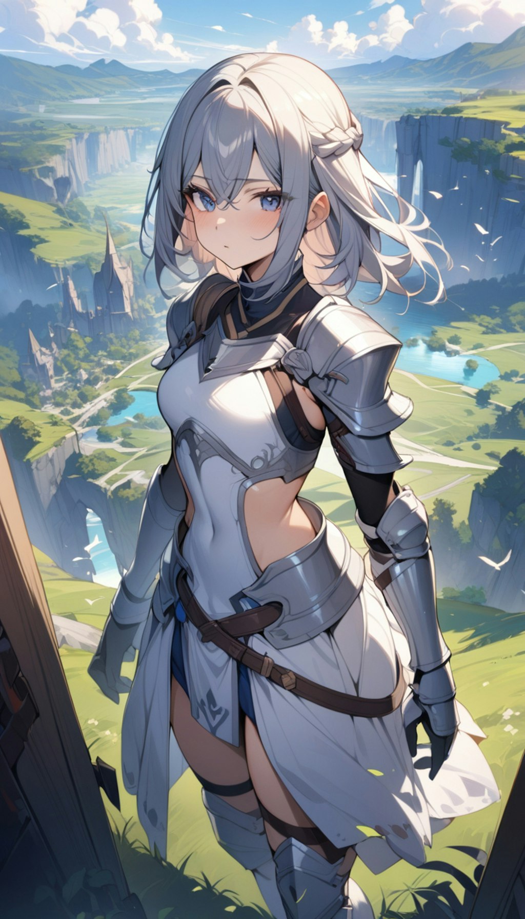 ファンタジー風景の少女騎士